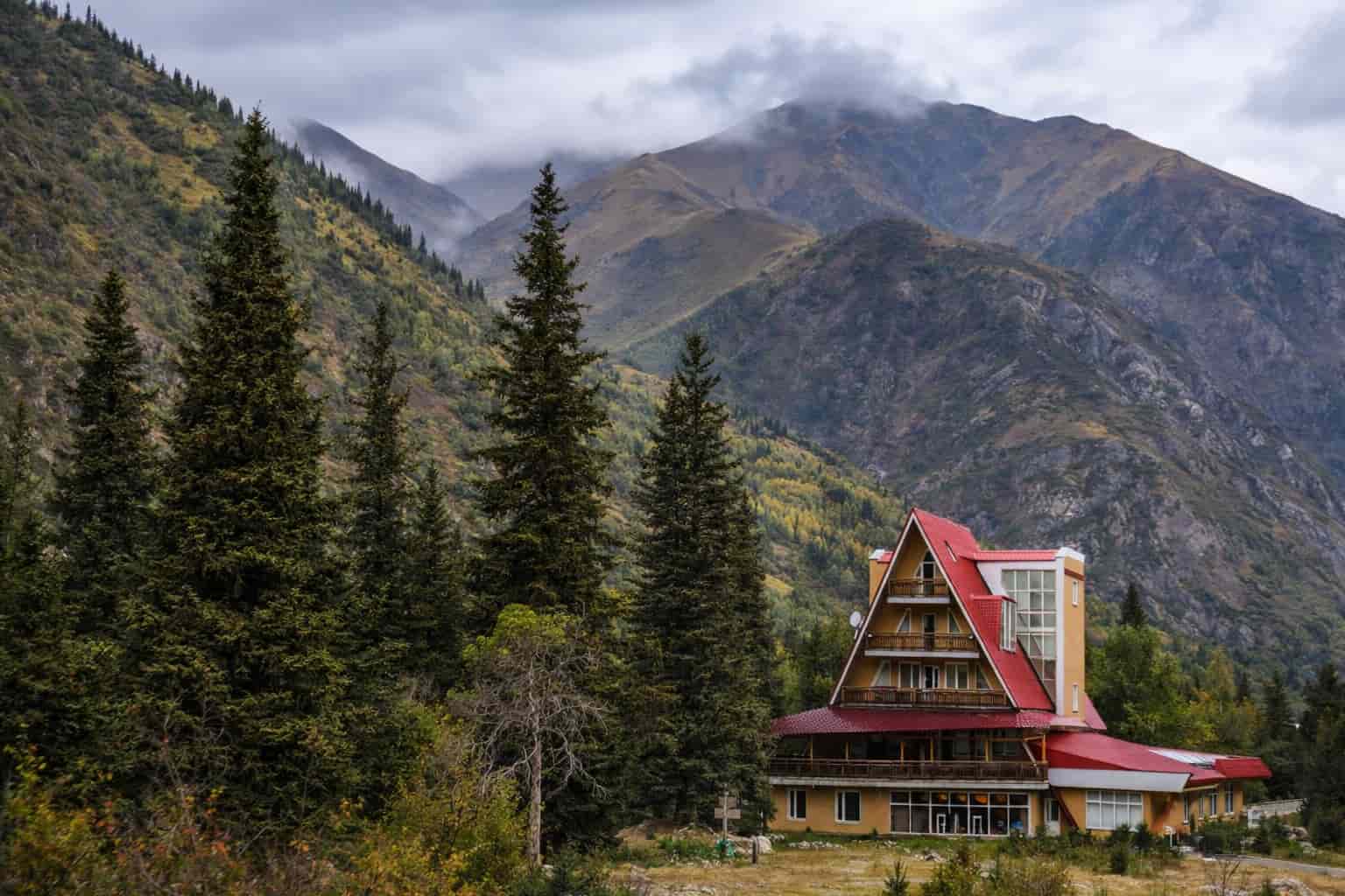 Kyrgyzstan landscape with mountains and lake