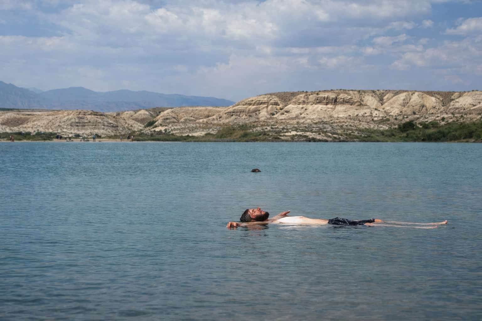 Floating in salty water