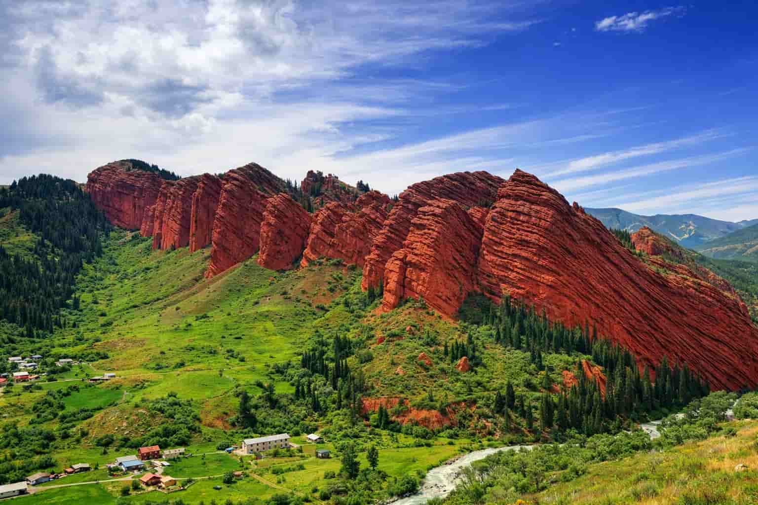 Jeti-Oguz red rock formations in Kyrgyzstan