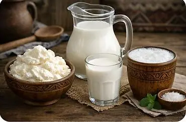 Kyrgyz dairy drinks and snacks