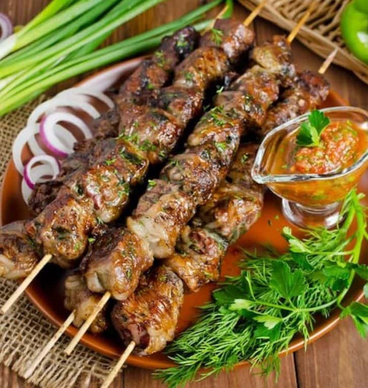 Shashlik grilled meat skewers