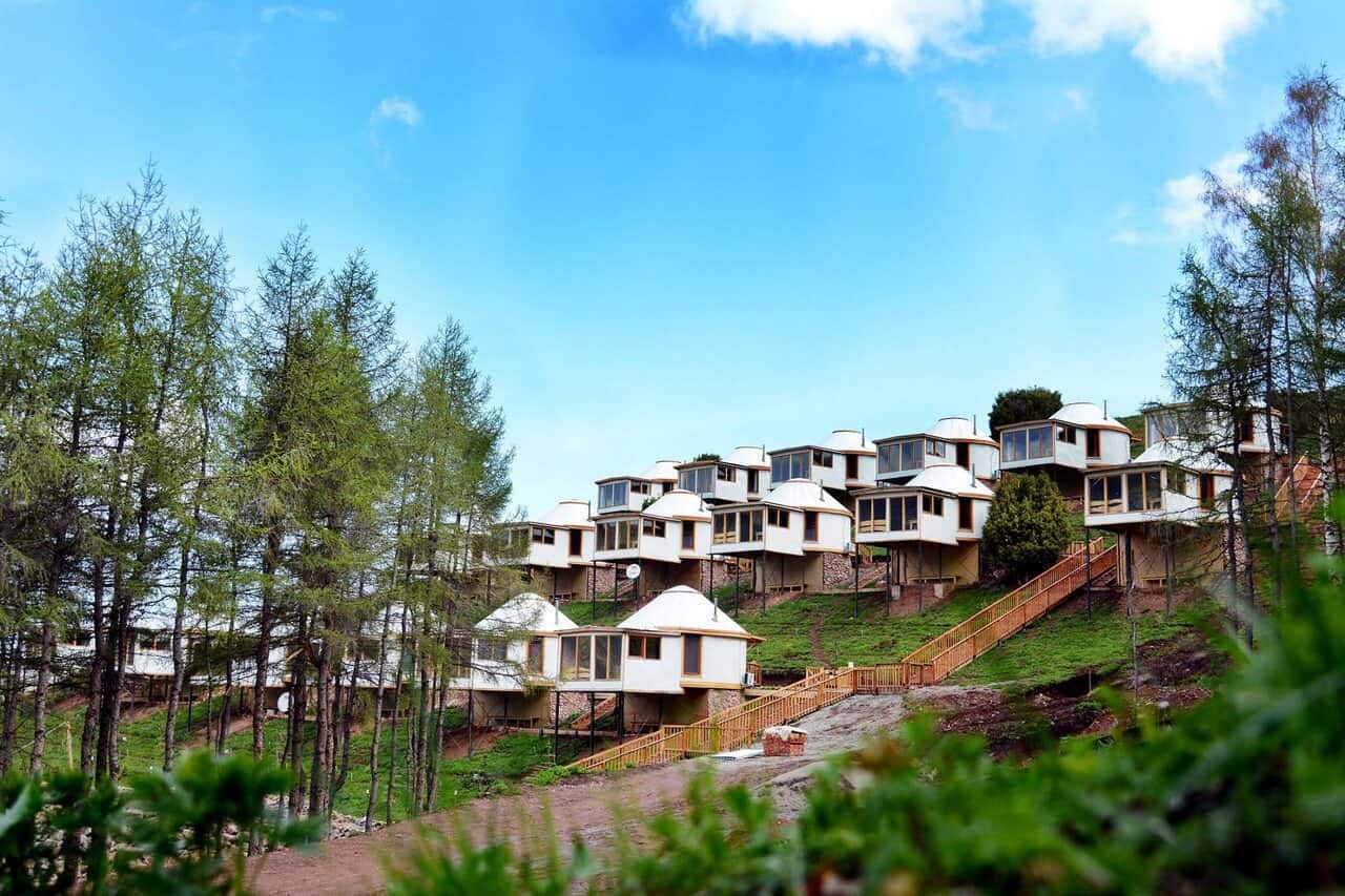 Yurt camp in the mountains